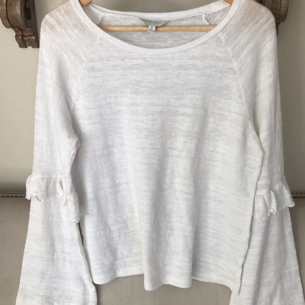 Lucky brand long ruffled bell sleeve top!
